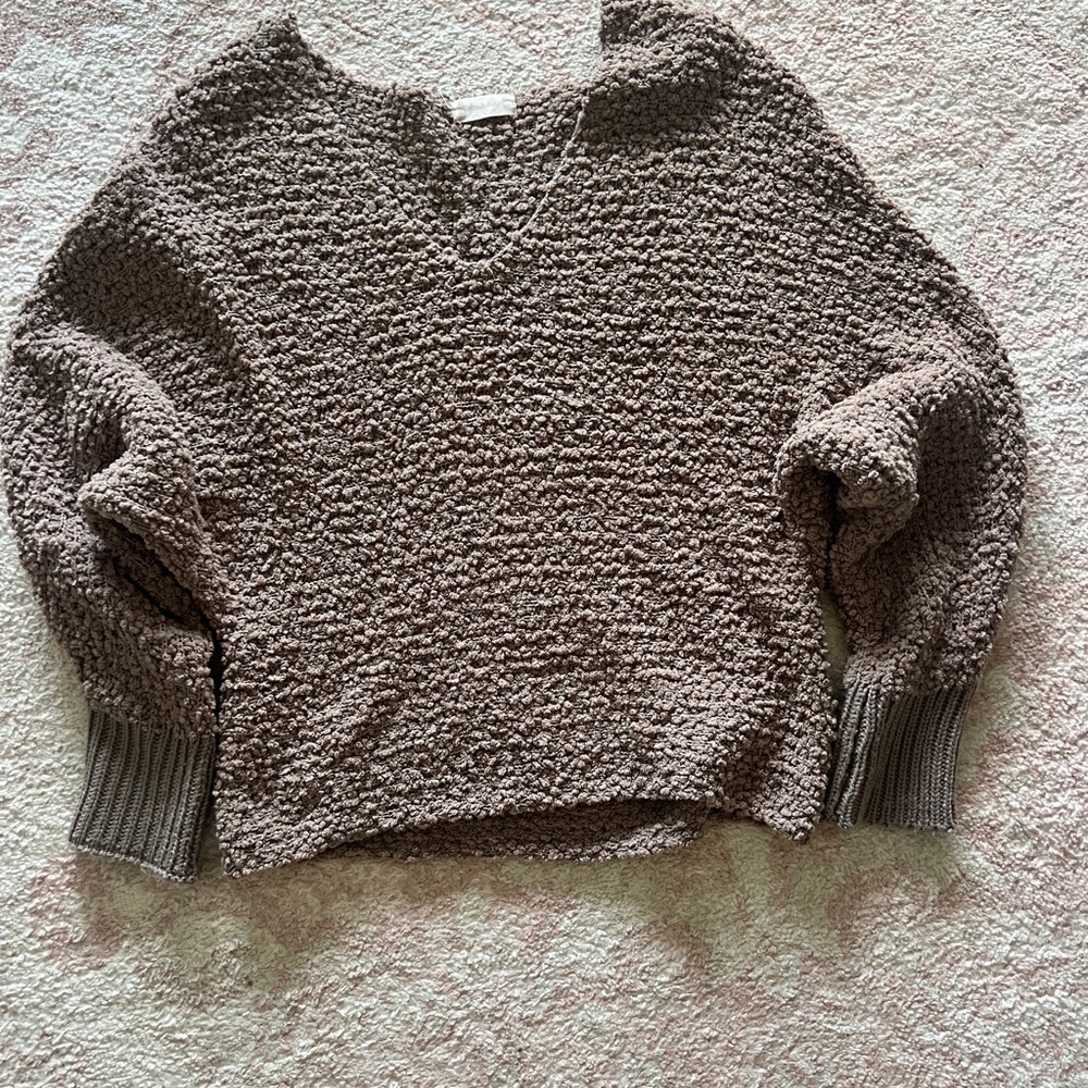 Altar'd State Brown V-Neck Sweater Chunky Knit